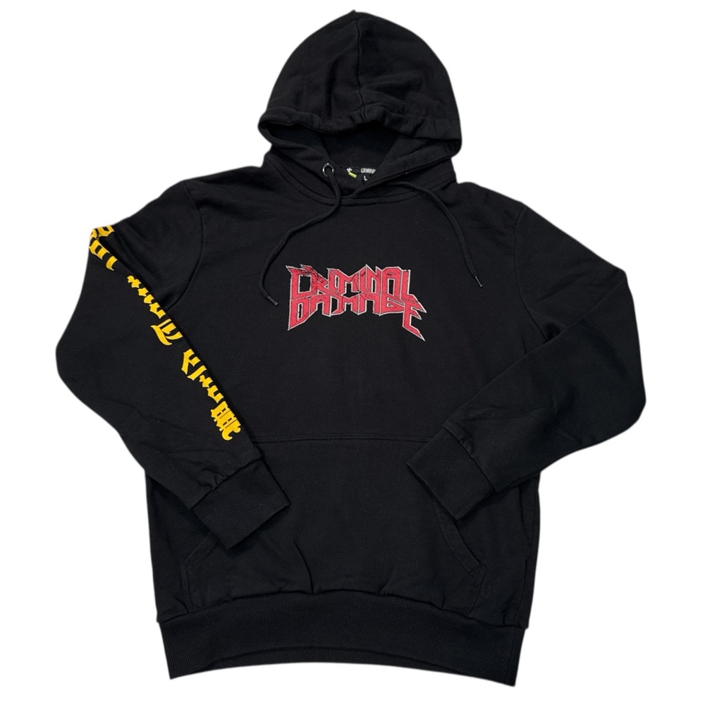 Criminal Damage‎ Black Graphic Hoodie Large